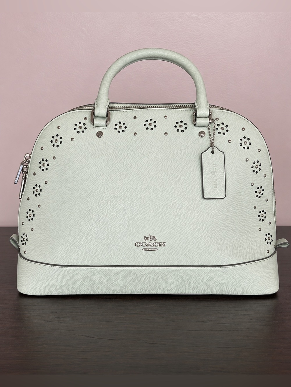 Coach Ivory Perforated Dome Satchel